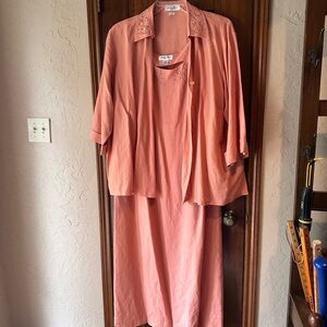 Judith Hart Coral Sheath Dress with Matching Jacket